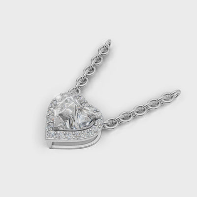 Pendant Heart Halo 18k White Gold 1ct :: PENDANT HEART HALO K18 White Gold 1ct 4.mp4