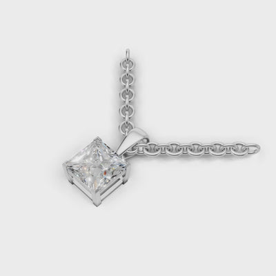 Pendant Princess Solitaire 18k White Gold 1ct :: PENDANT PRINCESS SOLITAIRE K18 White Gold 1ct 4.mp4