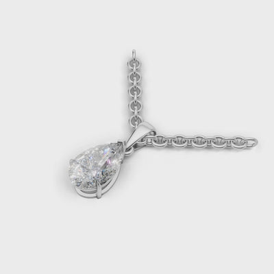 Pendant Pear Solitaire 18k White Gold 1ct :: PENDANT PEAR SOLITAIRE 18K White Gold 1ct 4.mp4