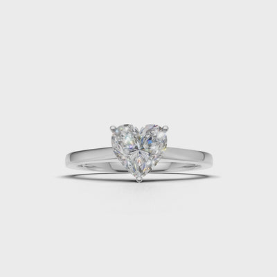 Ring Heart Solitaire 18k White Gold 1ct :: RING HEART SOLITAIRE 18K White Gold 1ct 4.mp4
