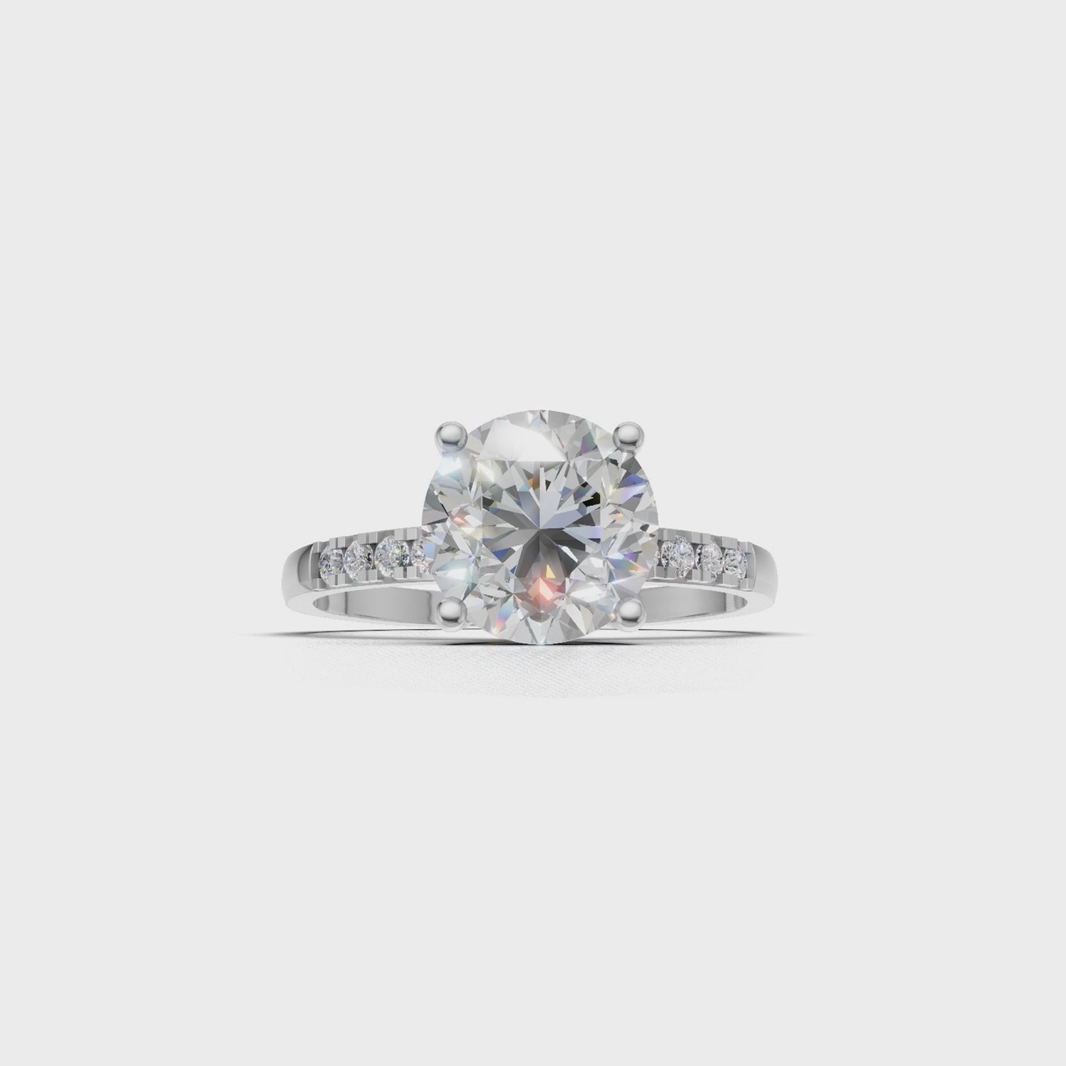 Ring Round Side Dia 18k White Gold 1ct :: RING ROUND SIDE DIA 18K White Gold 1ct.mp4