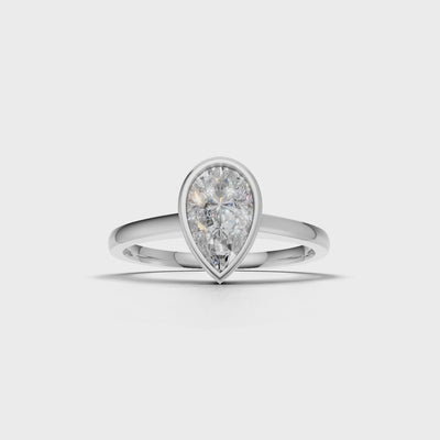Ring Pear Bezel 18k White Gold 1ct :: RING PEAR BEZEL 18K White Gold 1ct 4.mp4