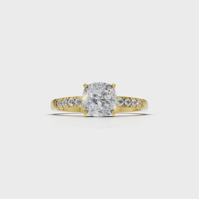 Ring Cushion Side Dia 18k Yellow Gold 1ct :: RING CUSHION SIDE DIA 18K Yellow Gold 1ct 4.mp4