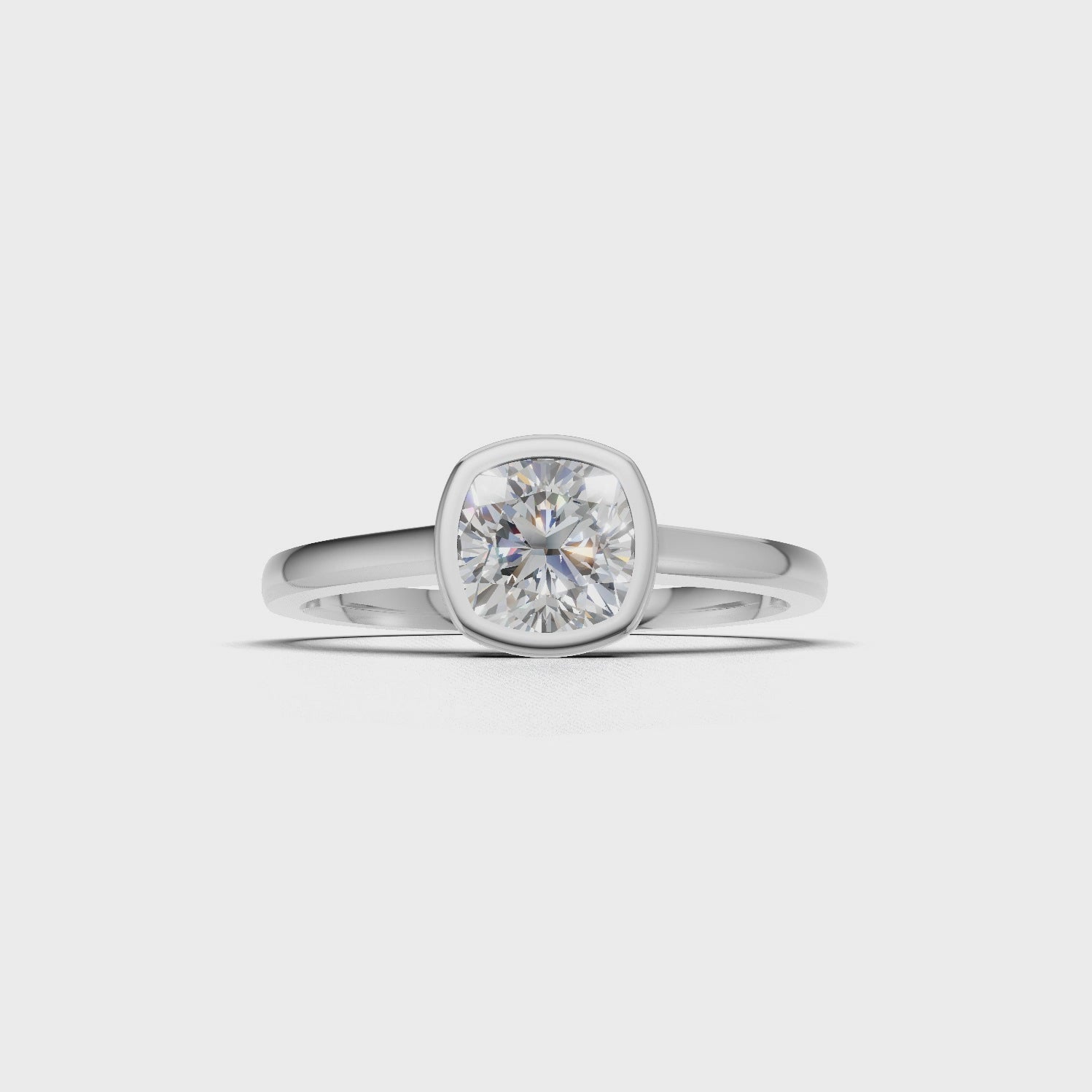 Ring Cushion Bezel 18k White Gold 1ct :: RING CUSHION BEZEL 18K White Gold 1ct 4.mp4