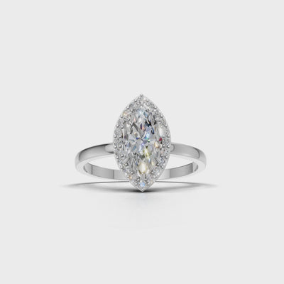 Ring Marquise Halo 18k White Gold 1ct :: RING MARQUISE HALO 18K White Gold 1ct 4.mp4