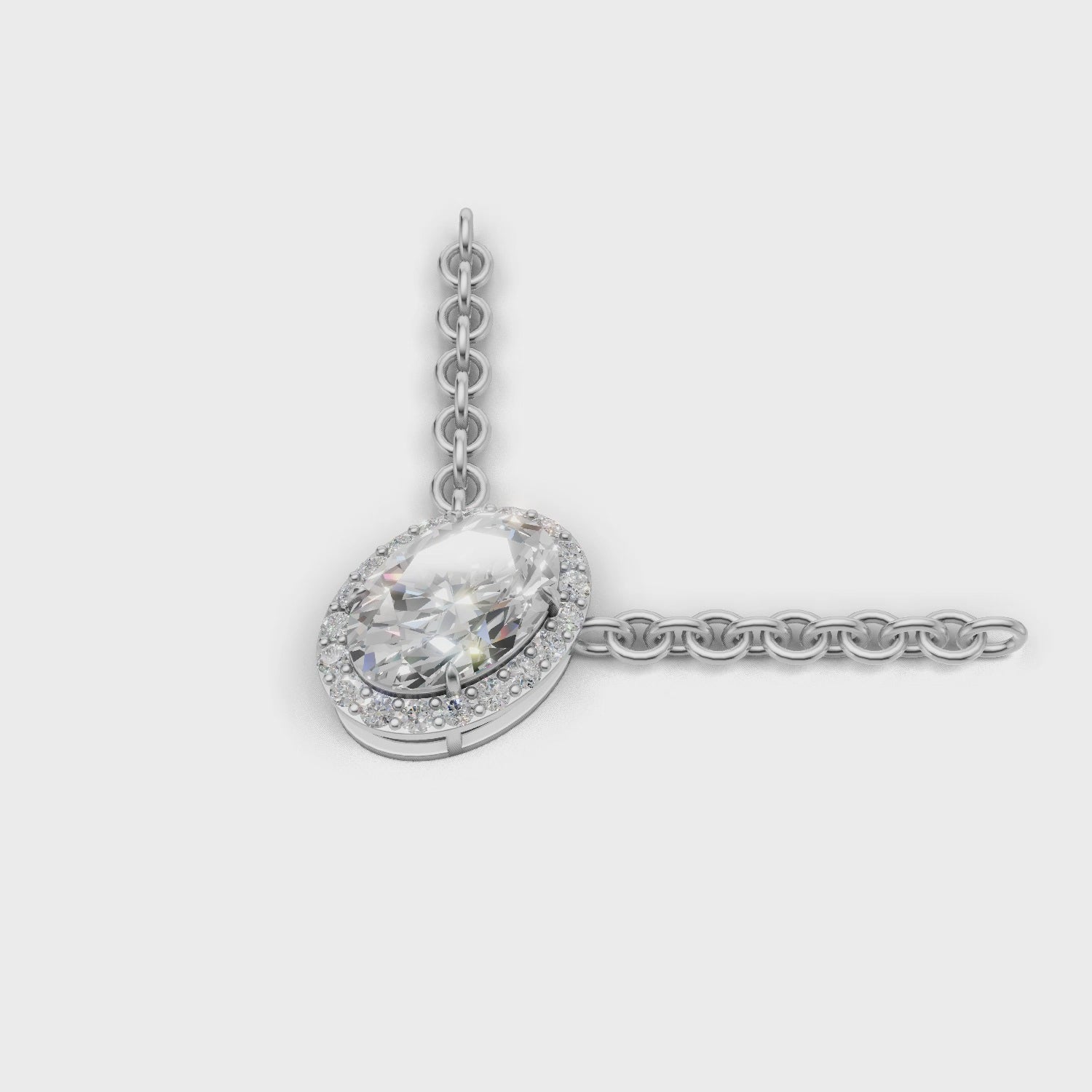Pendant Oval Halo 18k White Gold 1ct :: PENDANT OVAL HALO K18 White Gold 1ct 4.mp4