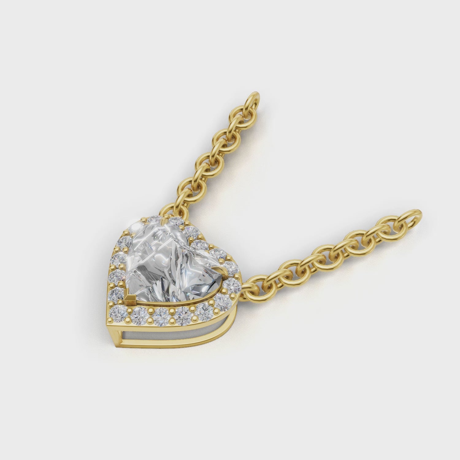 Pendant Heart Halo 18k Yellow Gold 1ct :: PENDANT HEART HALO K18 Yellow Gold 1ct 4.mp4