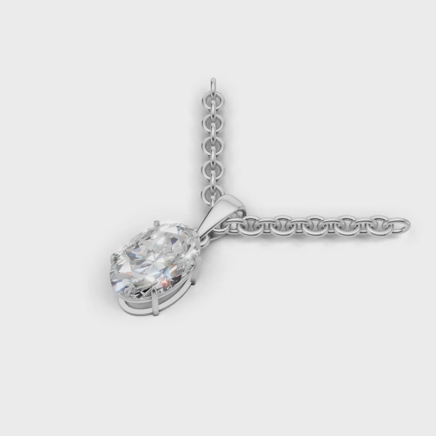 Pendant Oval Solitaire 18k White Gold 1ct :: PENDANT OVAL SOLITAIRE K18 White Gold 1ct 4.mp4