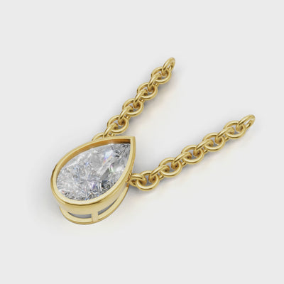 Pendant Pear Bezel 18k Yellow Gold 1ct :: PENDANT PEAR BEZEL K18 Yellow Gold 1ct 4.mp4
