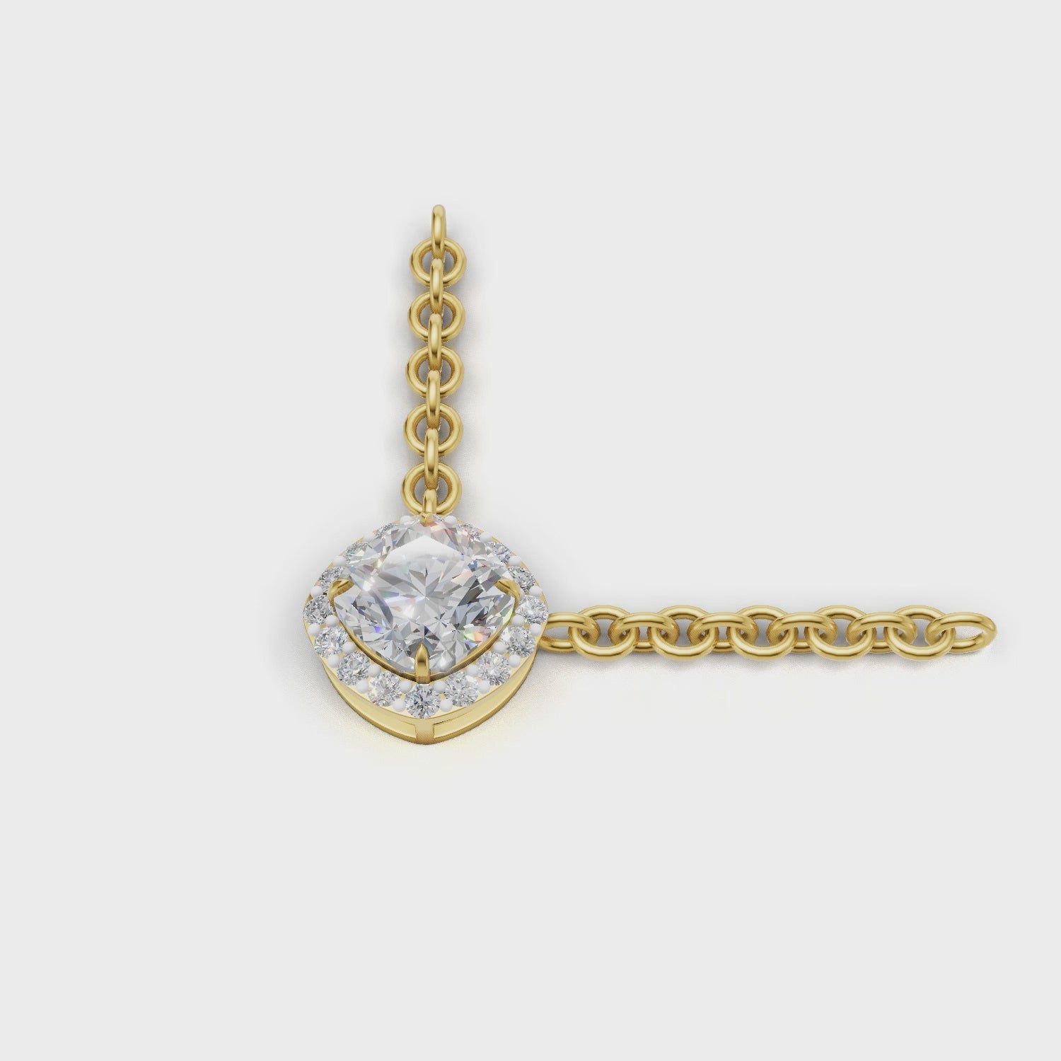 Pendant Cushion Halo 18k Yellow Gold 1ct :: PENDANT CUSHION HALO K18 Yellow Gold 1ct 4.mp4