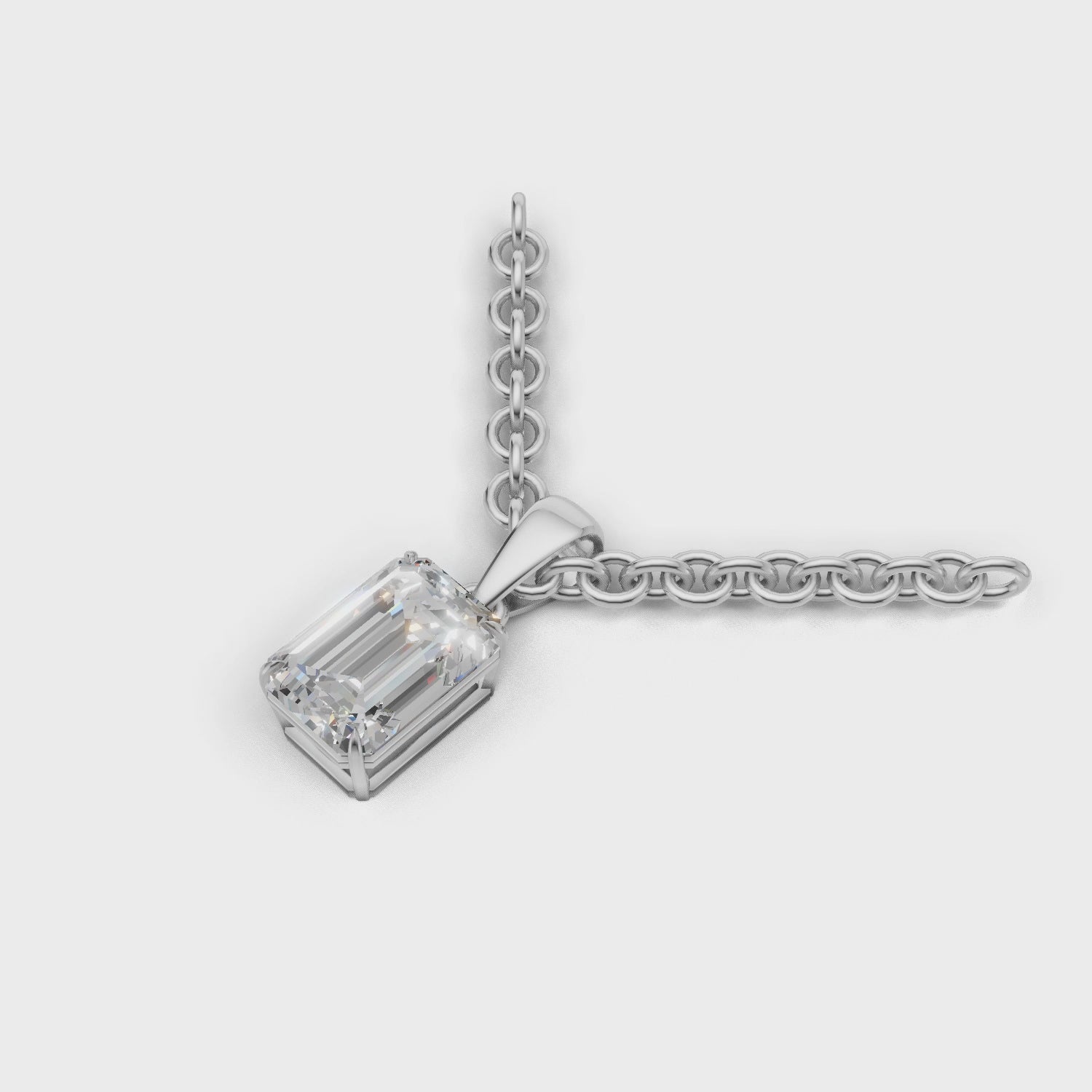 Pendant Emerald Solitaire 18k White Gold 1ct :: PENDANT EMERALD SOLITAIRE K18 White Gold 1ct 4.mp4