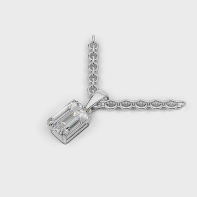 Pendant Emerald Solitaire 18k White Gold 1ct :: PENDANT EMERALD SOLITAIRE K18 White Gold 1ct 4.mp4