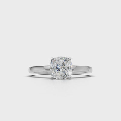Ring Cushion Solitaire 18k White Gold 1ct :: RING CUSHION SOLITAIRE 18K White Gold 1ct 4.mp4