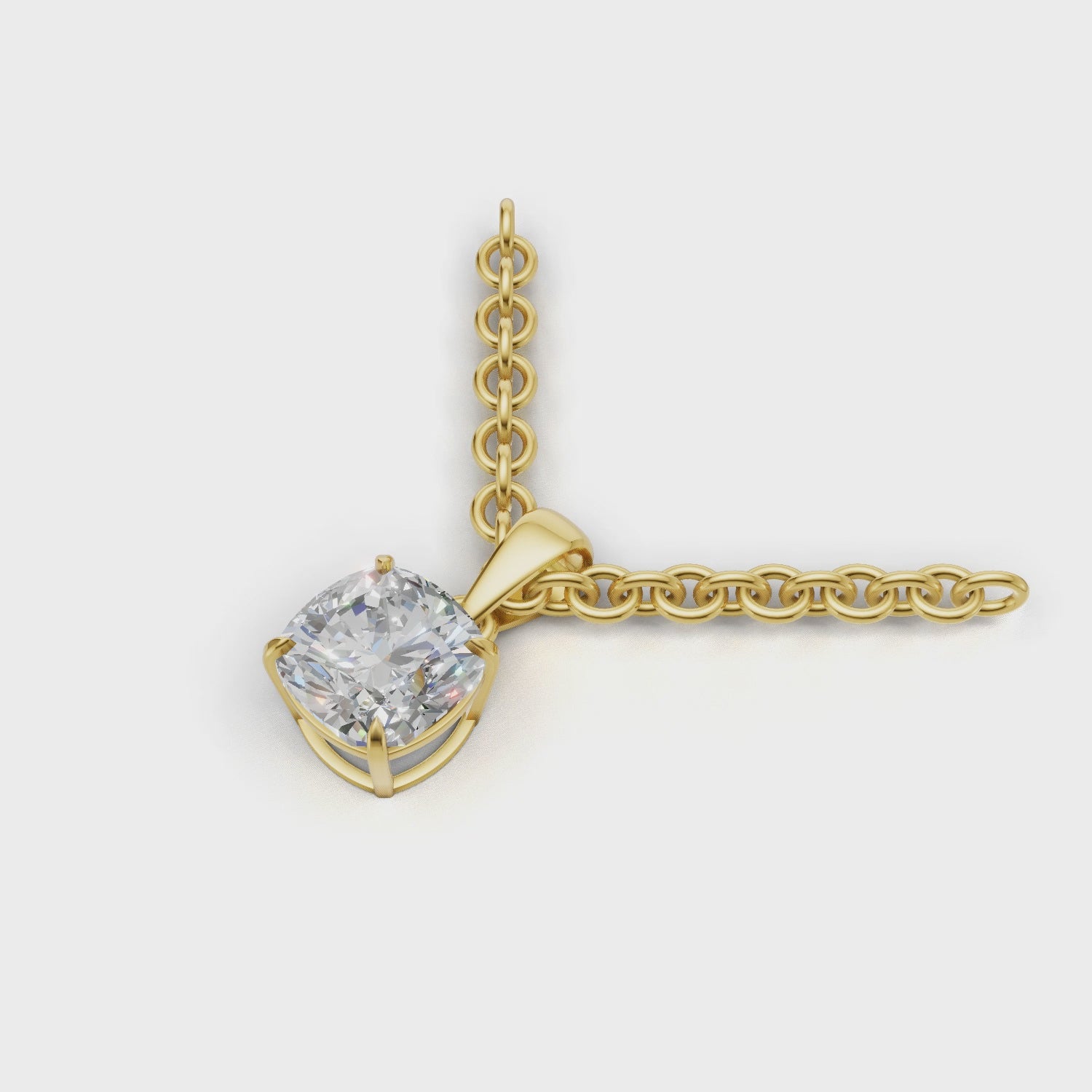 Pendant Cushion Solitaire 18k Yellow Gold 1ct :: PENDANT CUSHION SOLITAIRE K18 Yellow Gold 1ct 4.mp4