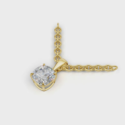 Pendant Cushion Solitaire 18k Yellow Gold 1ct :: PENDANT CUSHION SOLITAIRE K18 Yellow Gold 1ct 4.mp4