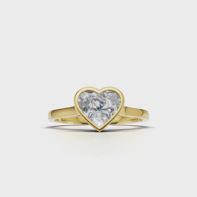 Ring Heart Bezel 18k Yellow Gold 1ct :: RING HEART BEZEL 18K Yellow Gold 1ct 4.mp4
