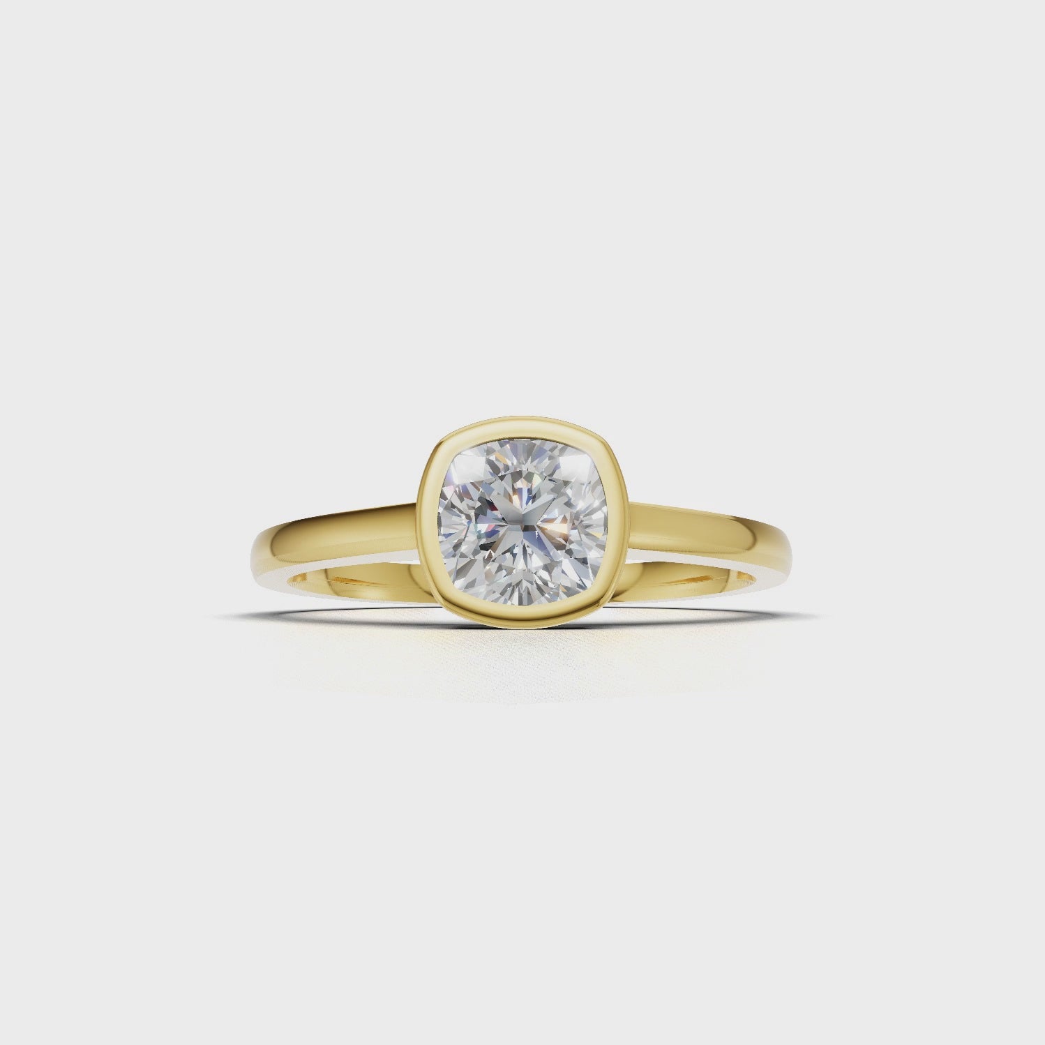 Ring Cushion Bezel 18k Yellow Gold 1ct :: RING CUSHION BEZEL 18K Yellow Gold 1ct 4.mp4