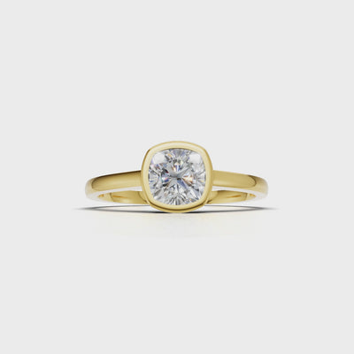 Ring Cushion Bezel 18k Yellow Gold 1ct :: RING CUSHION BEZEL 18K Yellow Gold 1ct 4.mp4
