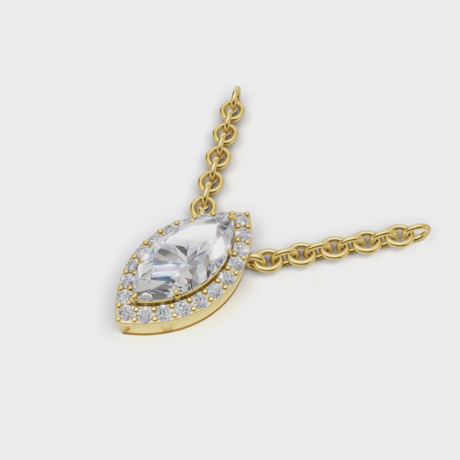Pendant Marquise Halo 18k Yellow Gold 1ct :: PENDANT MARQUISE HALO K18 Yellow Gold 1ct 4.mp4