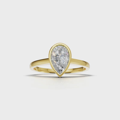Ring Pear Bezel 18k Yellow Gold 1ct :: RING PEAR BEZEL 18K Yellow Gold 1ct 4.mp4