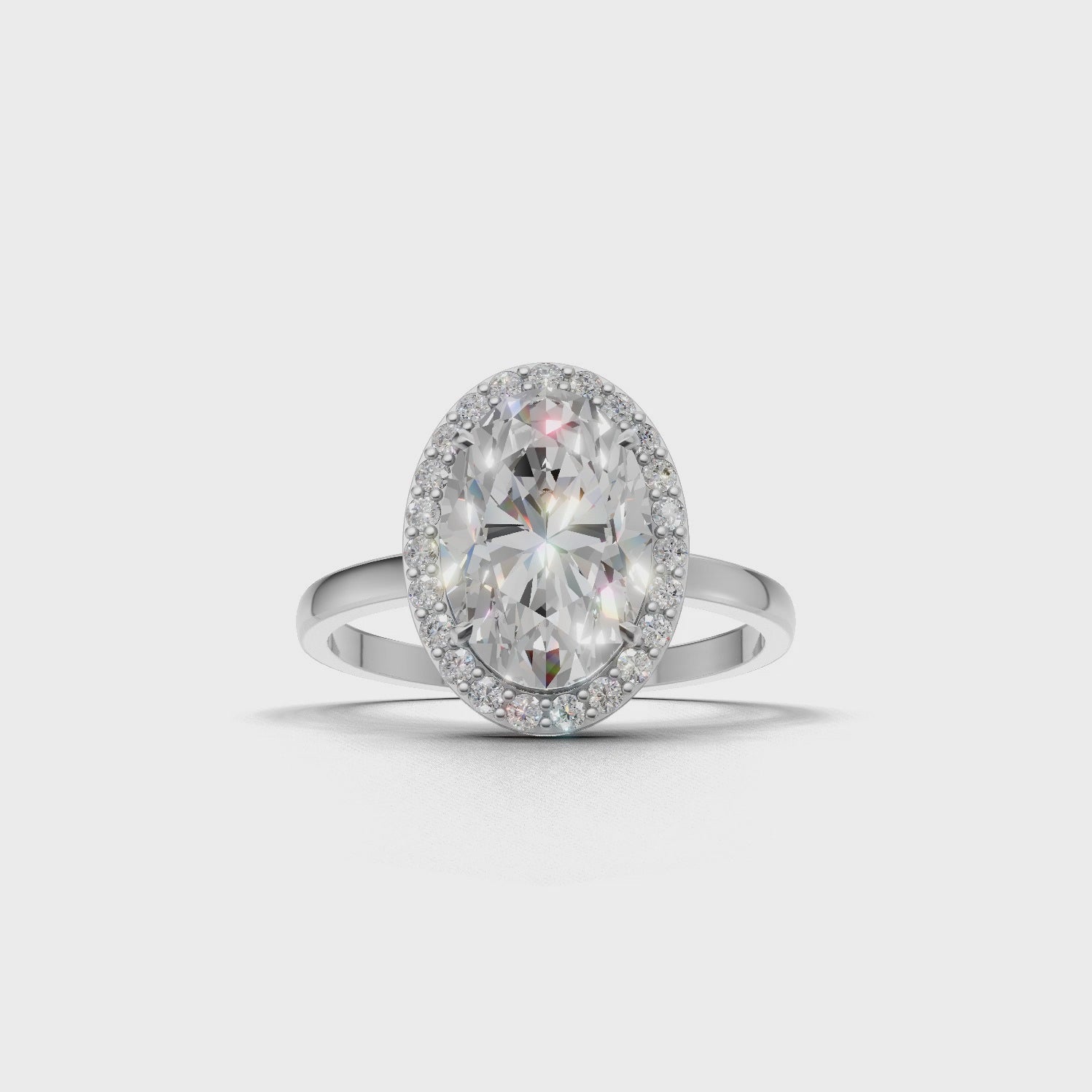 Ring Oval Halo 18k White Gold 1ct :: RING OVAL HALO 18K White Gold 1ct 4.mp4