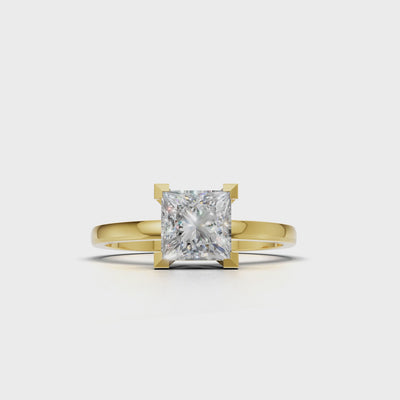 Ring Princess Solitaire 18k Yellow Gold 1ct :: RING PRINCESS SOLITAIRE 18K Yellow Gold 1ct 4.mp4