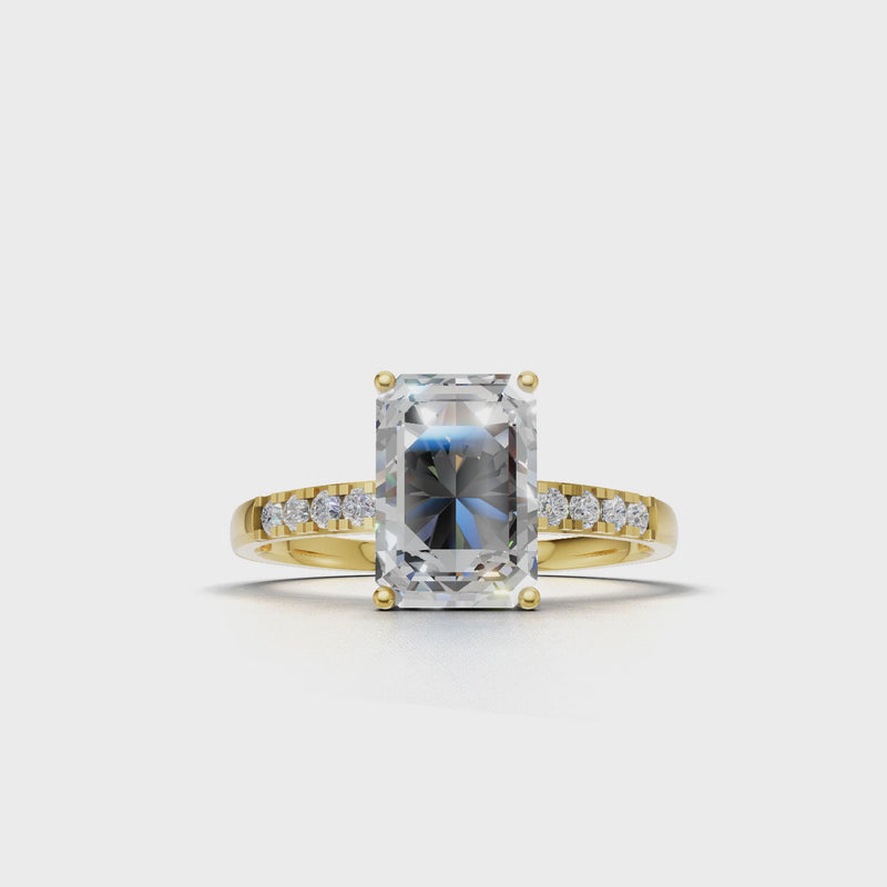 Ring Emerald Side Dia 18k Yellow Gold 1ct :: RING EMERALD SIDE DIA K18 Yellow Gold 1ct 4.mp4