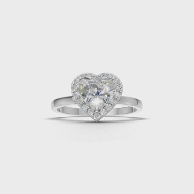 Ring Heart Halo 18k White Gold 1ct :: RING HEART HALO 18K White Gold 1ct 4.mp4