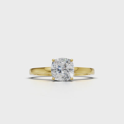 Ring Cushion Solitaire 18k Yellow Gold 1ct :: RING CUSHION SOLITAIRE 18K Yellow Gold 1ct 4.mp4