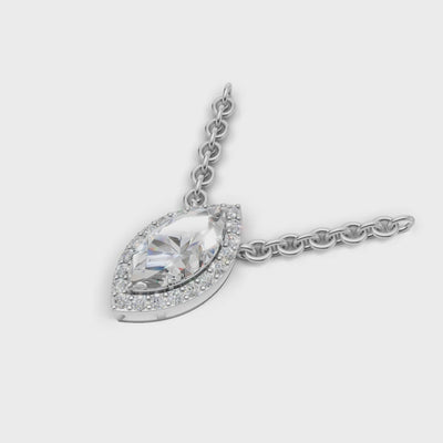 Pendant Marquise Halo 18k White Gold 1ct :: PENDANT MARQUISE HALO K18 White Gold 1ct 4.mp4