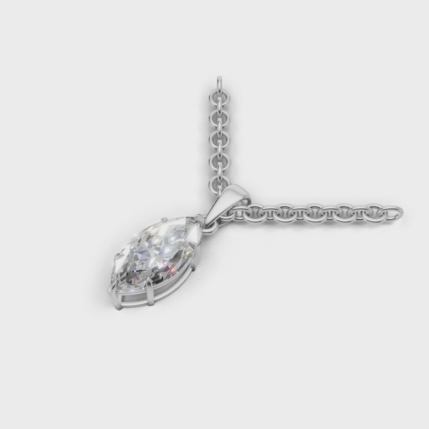 Pendant Marquise Solitaire 18k White Gold 1ct :: PENDANT MARQUISE SOLITAIRE K18 White Gold 1ct 4.mp4