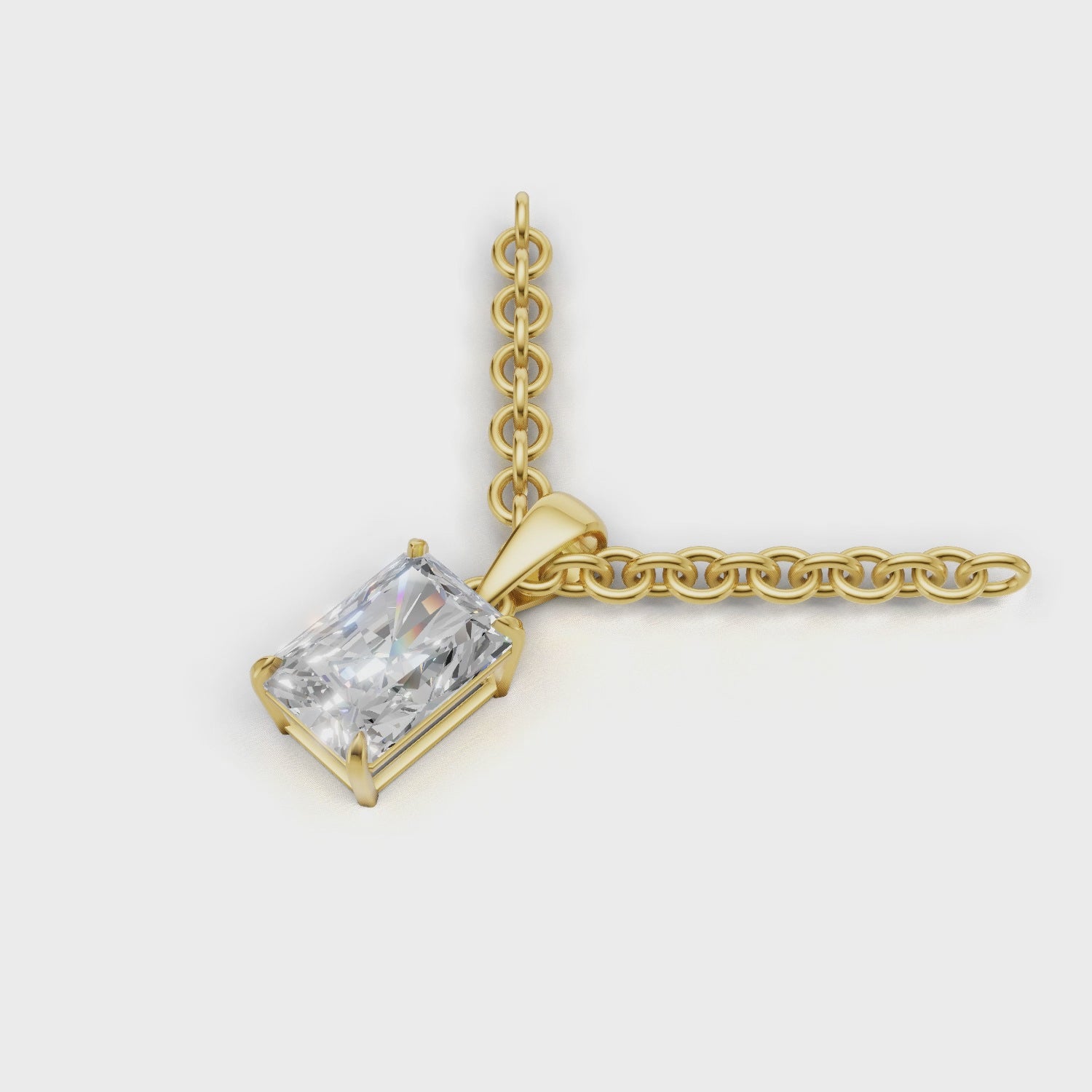 Pendant Radiant Solitaire 18k Yellow Gold 1ct :: PENDANT RADIANT SOLITAIRE K18 Yellow Gold 1ct 4.mp4