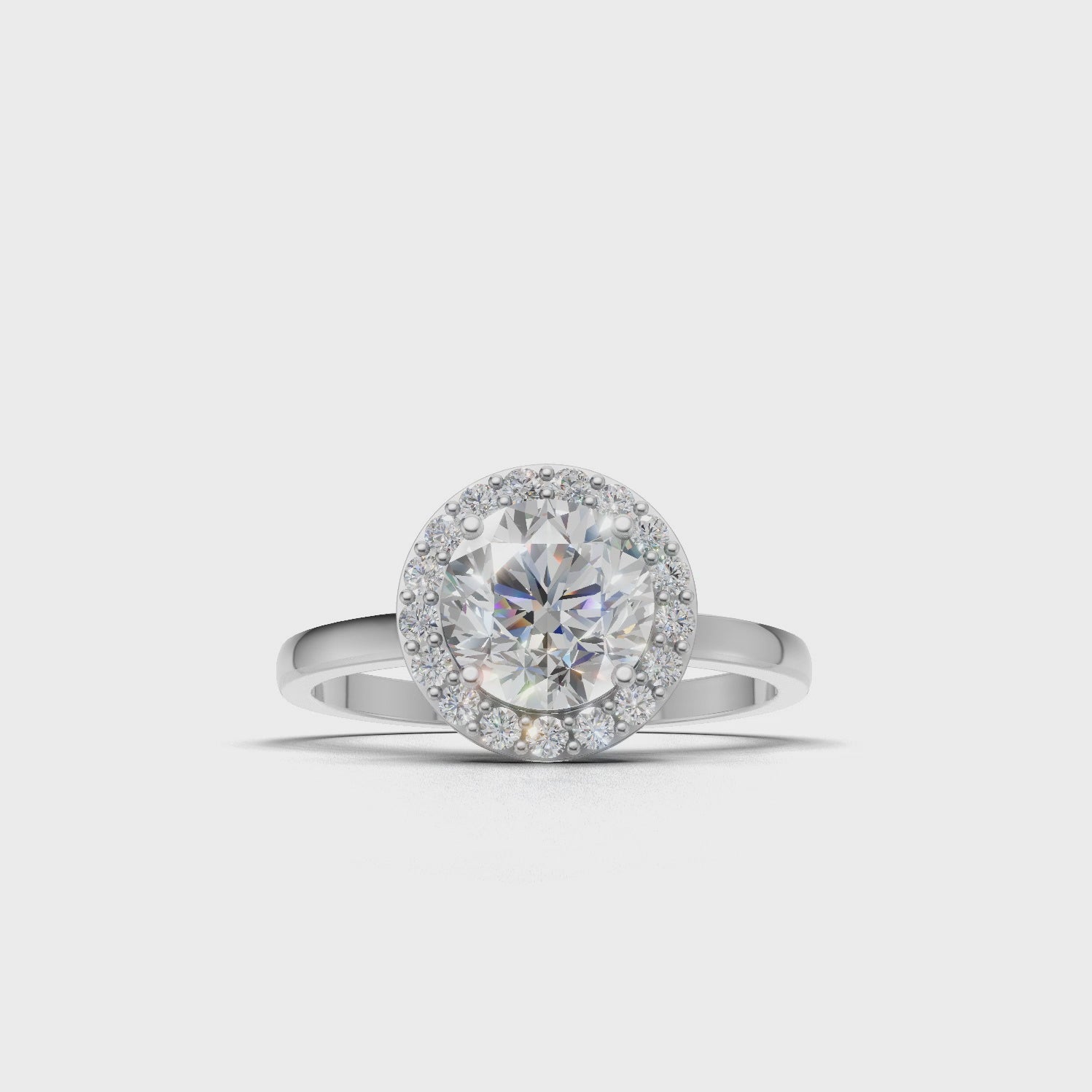 Ring Round Halo 18k White Gold 1ct :: RING ROUND HALO 18K White Gold 1ct 4.mp4