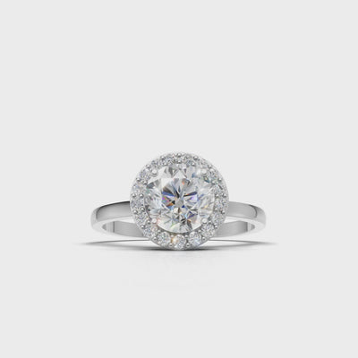 Ring Round Halo 18k White Gold 1ct :: RING ROUND HALO 18K White Gold 1ct 4.mp4