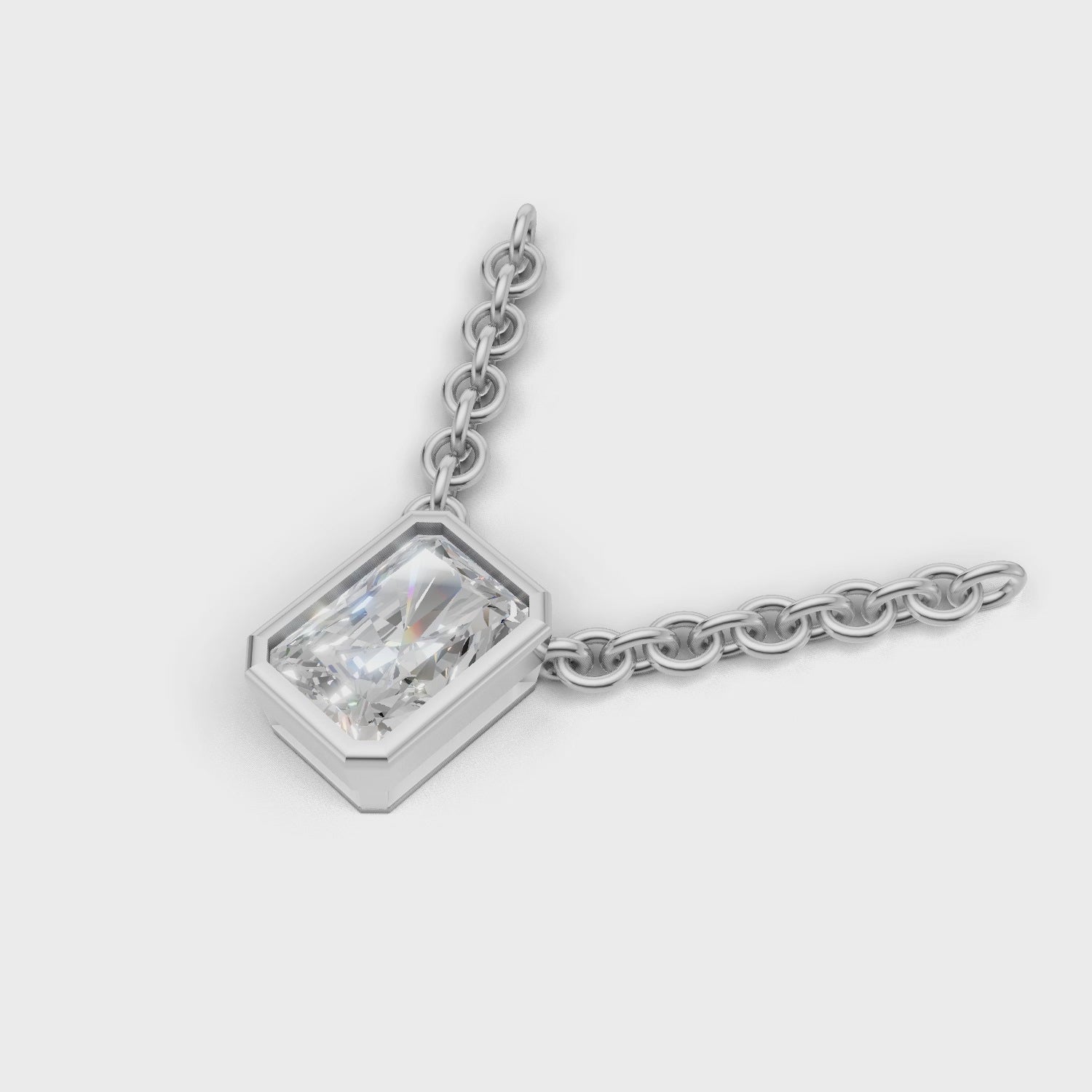 Pendant Radiant Bezel 18k White Gold 1ct :: PENDANT RADIANT BEZEL K18 White Gold 1ct 4.mp4