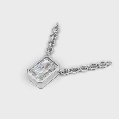 Pendant Radiant Bezel 18k White Gold 1ct :: PENDANT RADIANT BEZEL K18 White Gold 1ct 4.mp4