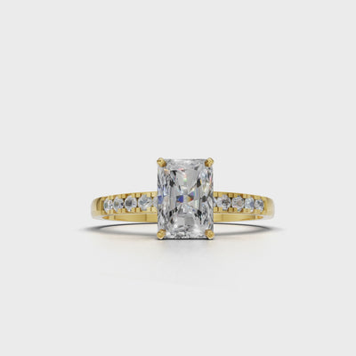 Ring Radiant Side Dia 18k Yellow Gold 1ct :: RING RADIANT SIDE DIA 18K Yellow Gold 1ct 4.mp4