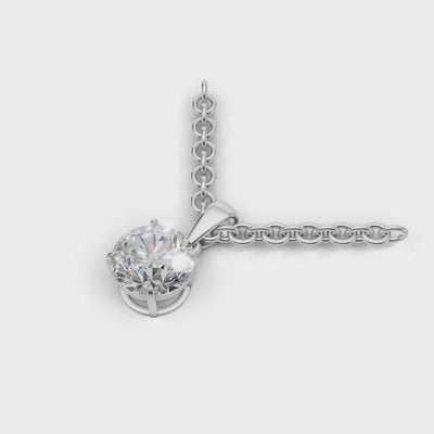 Pendant Round Solitaire 18k White Gold 1ct :: PENDANT ROUND SOLITAIRE 18K White Gold 1ct 4.mp4