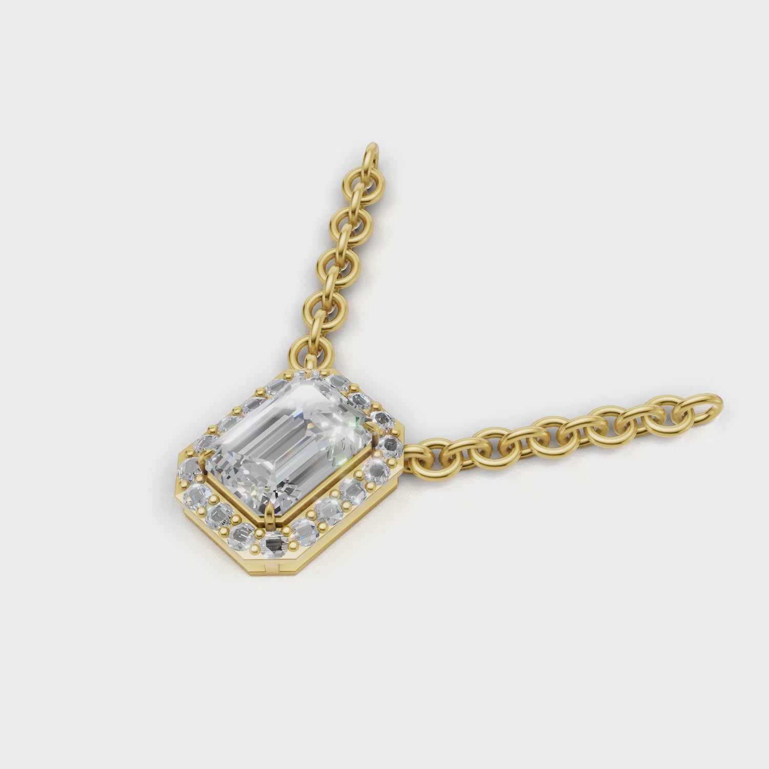 Pendant Emerald Halo 18k Yellow Gold 1ct :: PENDANT EMERALD HALO  K18 Yellow Gold 1ct 4.mp4