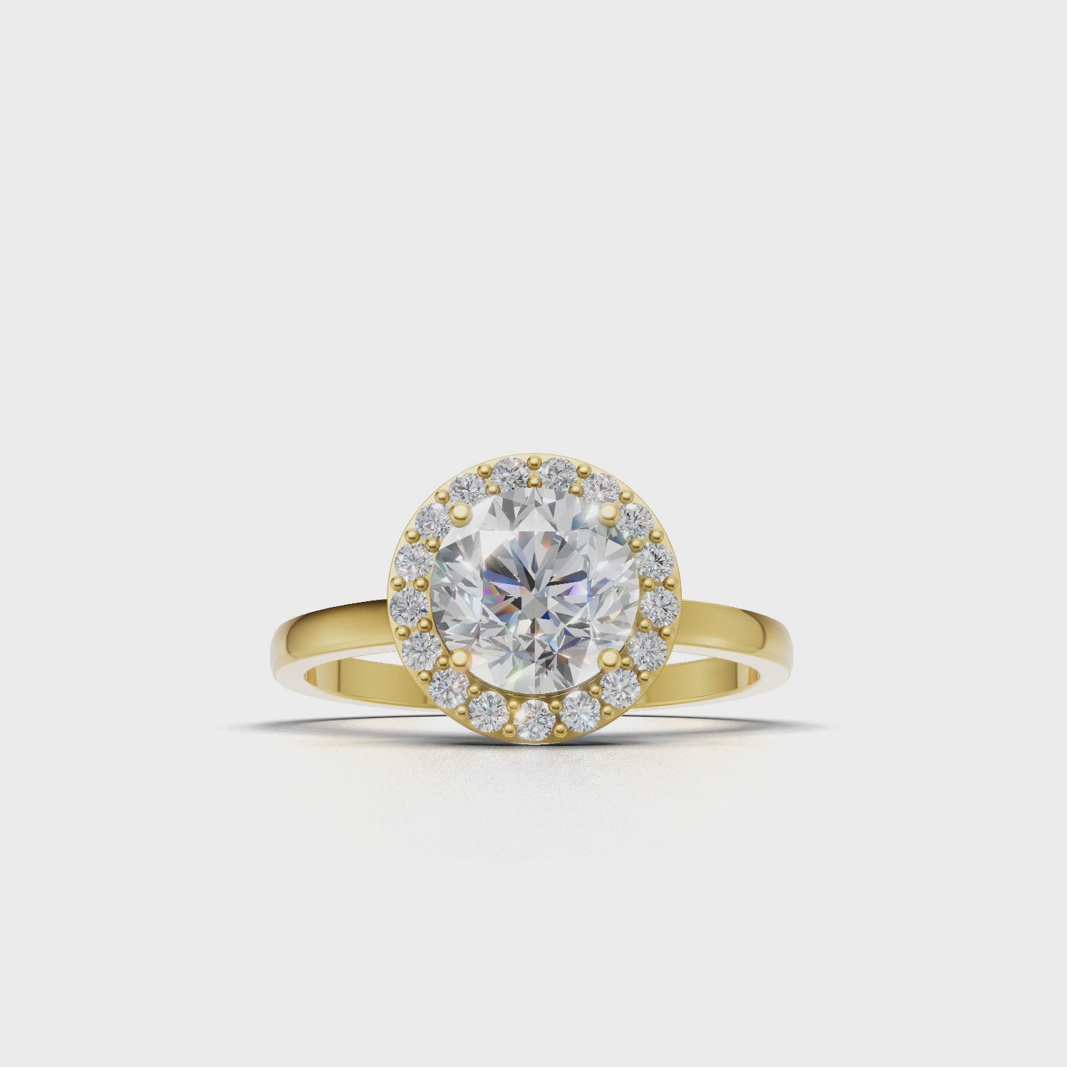 Ring Round Halo 18k Yellow Gold 1ct :: RING ROUND HALO 18K Yellow Gold 1ct 4.mp4