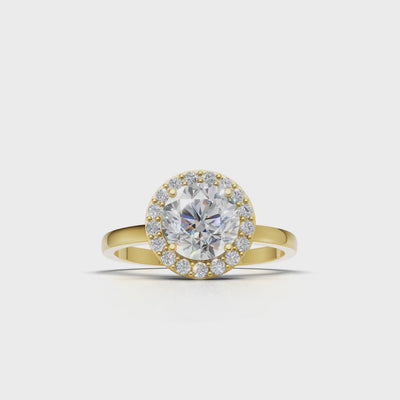 Ring Round Halo 18k Yellow Gold 1ct :: RING ROUND HALO 18K Yellow Gold 1ct 4.mp4