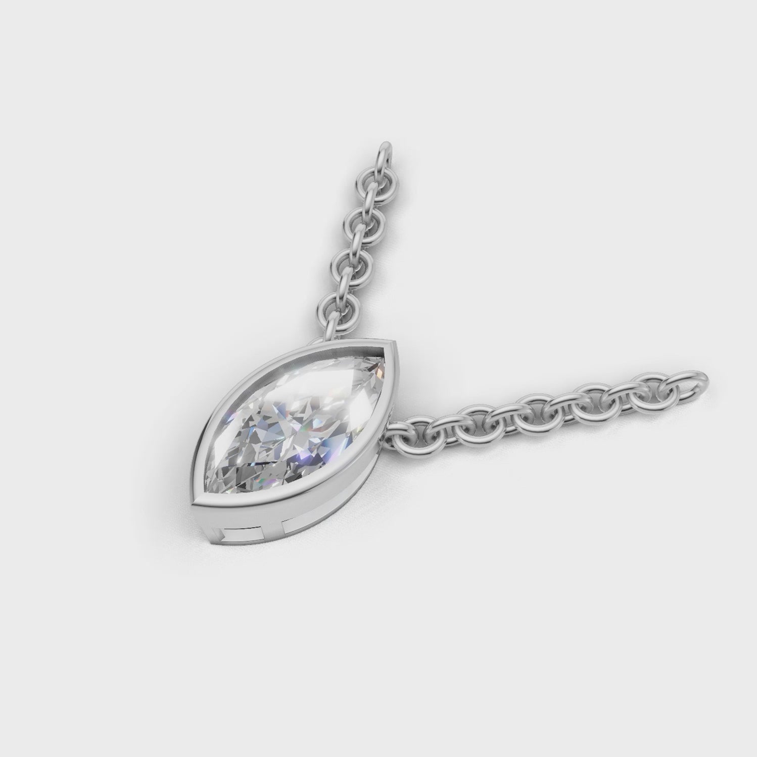 Pendant Marquise Bezel 18k White Gold 1ct :: PENDANT MARQUISE BEZEL K18 White Gold 1ct 4.mp4