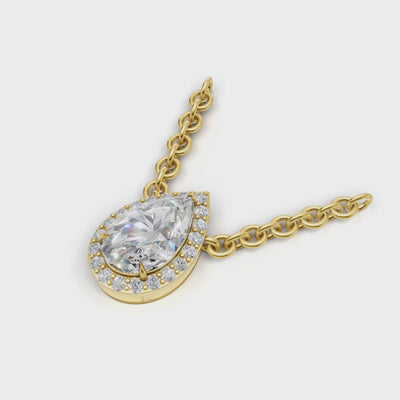 Pendant Pear Halo 18k Yellow Gold 1ct :: PENDANT PEAR HALO K18 Yellow Gold 1ct 4.mp4