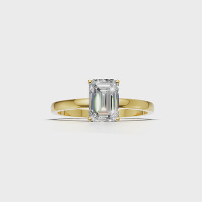 Ring Emerald Solitaire 18k Yellow Gold 1ct :: RING EMERALD SOLITAIRE Yellow Gold 1ct 4.mp4