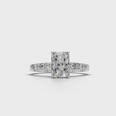 Ring Radiant Side Dia 18k White Gold 1ct :: RING RADIANT SIDE DIA 18K White Gold 1ct 4.mp4