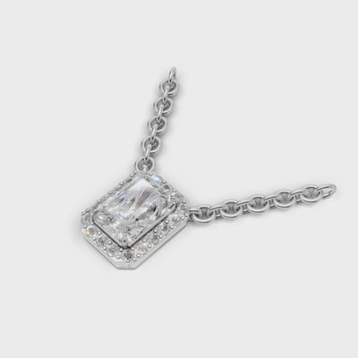 Pendant Radiant Halo 18k White Gold 1ct :: PENDANT RADIANT HALO K18 White Gold 1ct 4.mp4