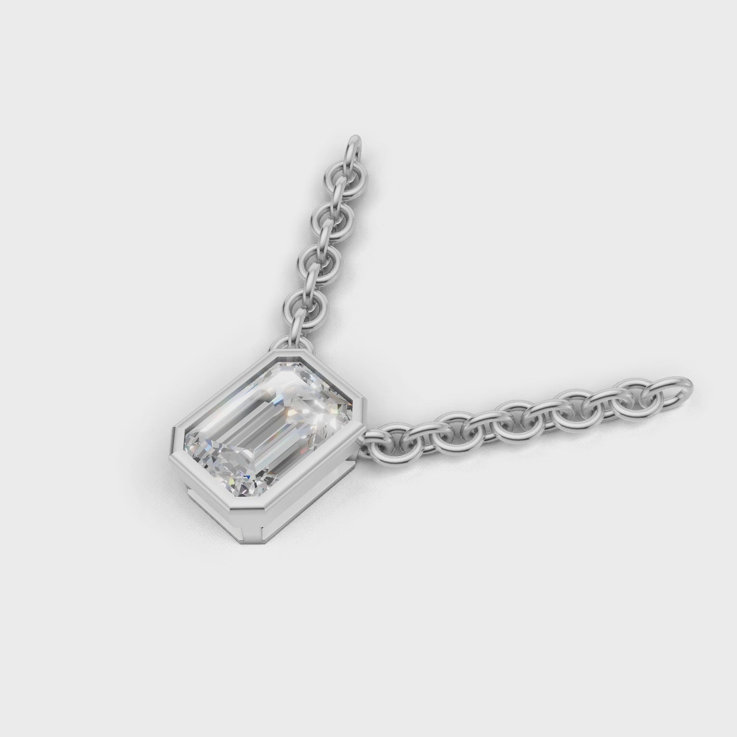 Pendant Emerald Bezel 18k White Gold 1ct :: PENDANT EMERALD BEZEL K18 White Gold 1ct 4.mp4