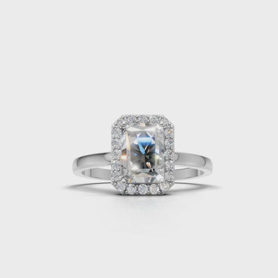 Ring Radiant Halo 18k White Gold 1ct :: RING RADIANT HALO 18K White Gold 1ct 4.mp4