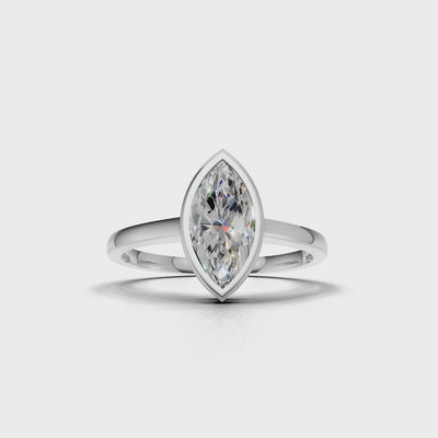 Ring Marquise Bezel 18k White Gold 1ct :: RING MARQUISE BEZEL  K18 White Gold 1ct.mp4